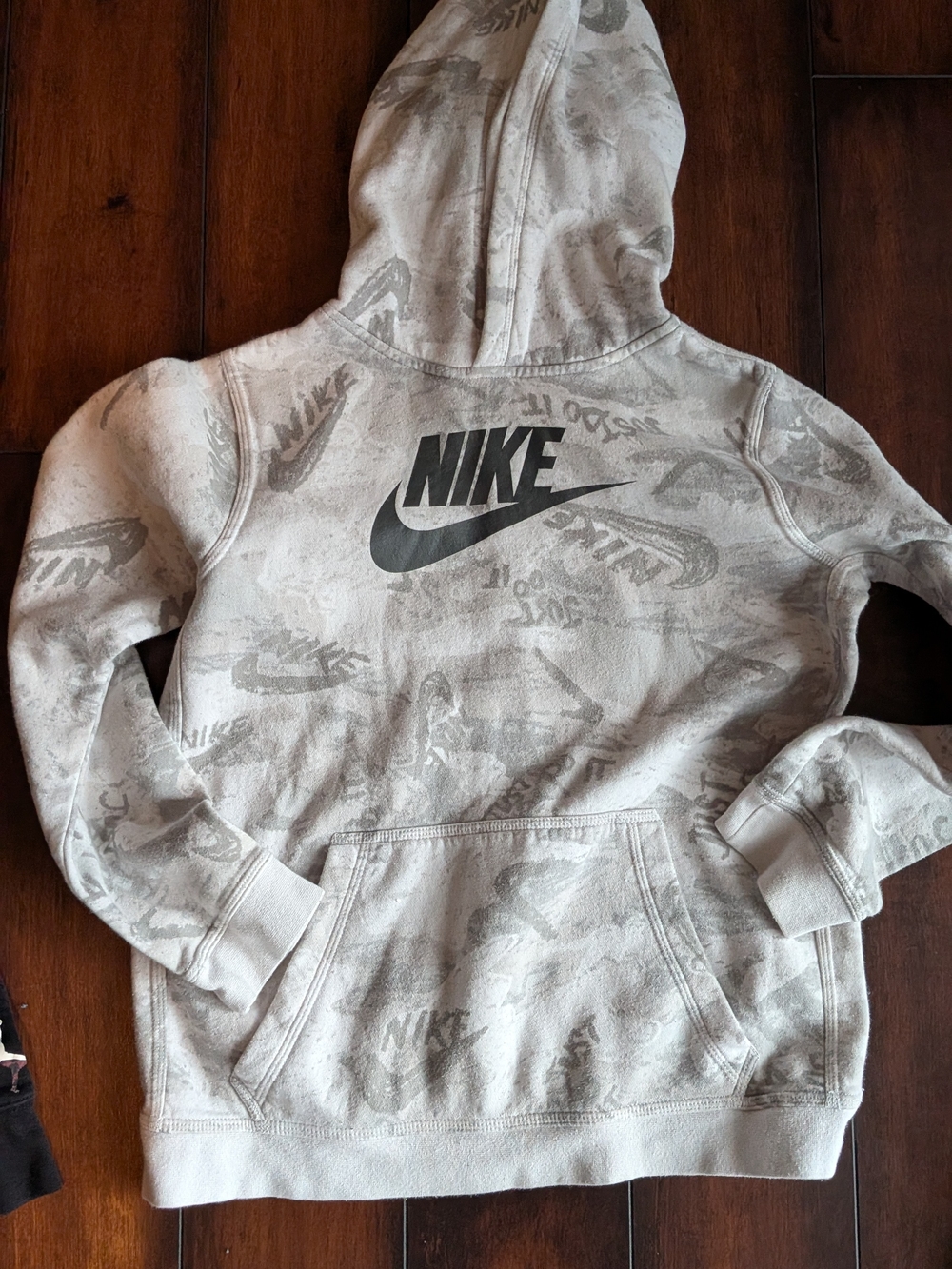 Nike Light Gray All-Over Logo Pullover Hoodie